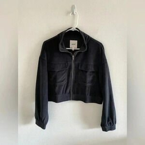 Aerie | Groove On Velour Full Zip Sweatshirt True Black Sz Large‎